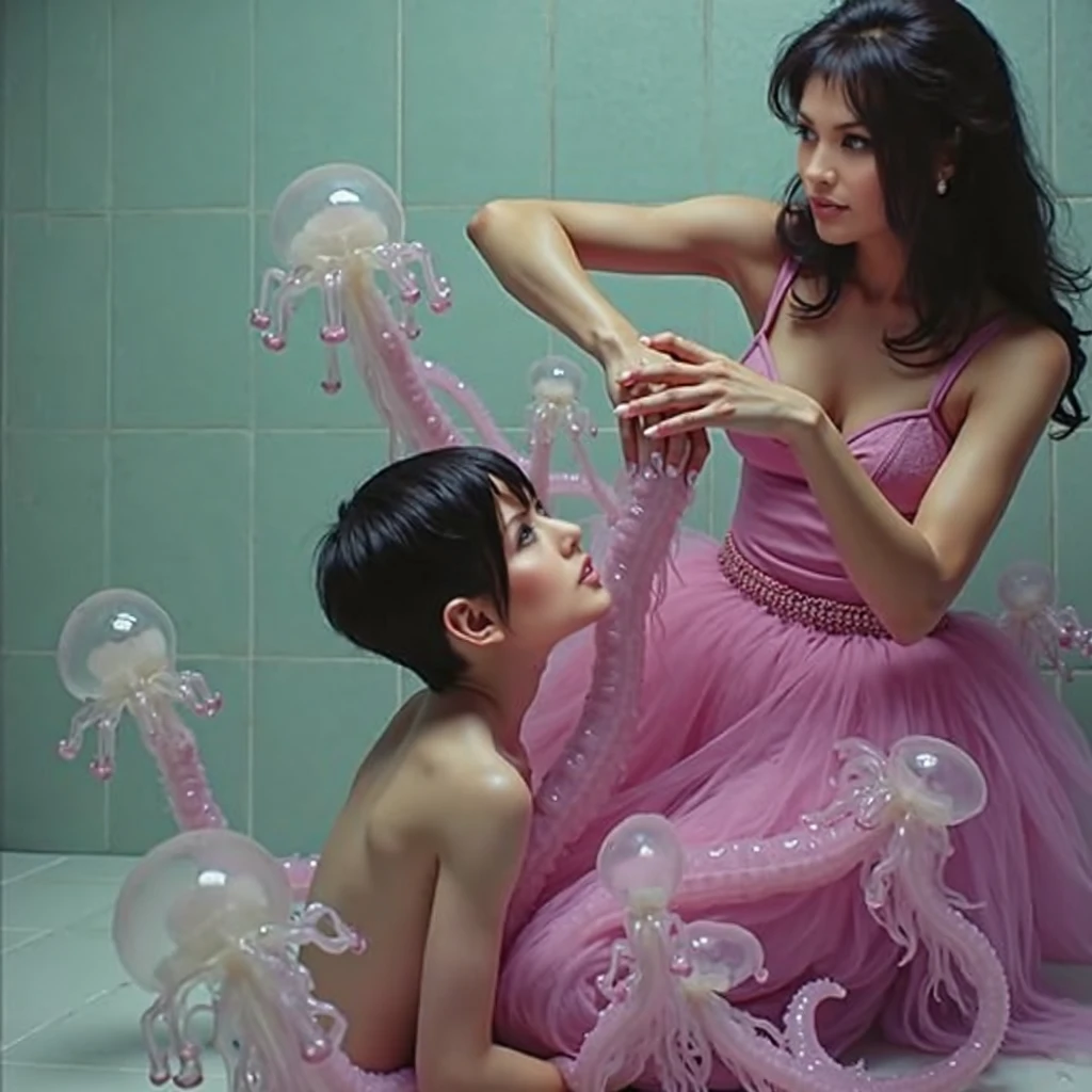 (La mejor calidad, 4k,8k,high resolusion,Obra maestra:1.2),Ultra detallado, Sailor Luna (cabello rubio) & Tuxedo Mask being intimate in a bubble bath, rodeado de velas.