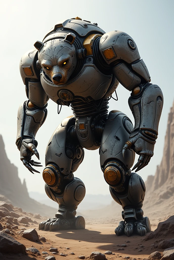 Portrait of a post-apocalyptic robot bear: detail maximizer , perfection style,