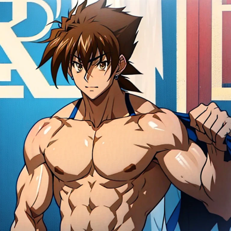 solo, 1boy, Tall, Handsome, Muscular, very masculine, broad shoulders, bare muscles, shredded muscles, Issei Hyodou