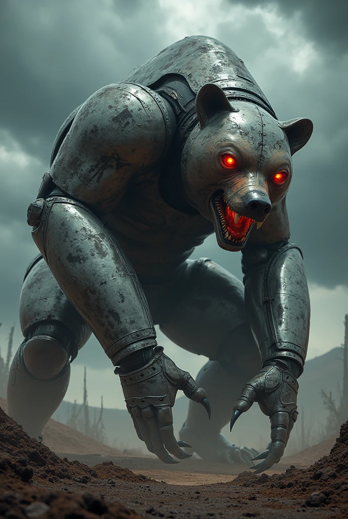 Portrait of a post-apocalyptic robot bear: detail maximizer , perfection style,monstrous