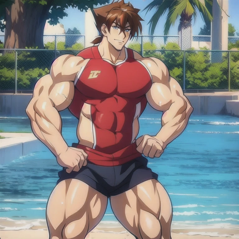 solo, 1boy, Tall, Handsome, Muscular, very masculine, broad shoulders, bare muscles, shredded muscles, Issei Hyodou