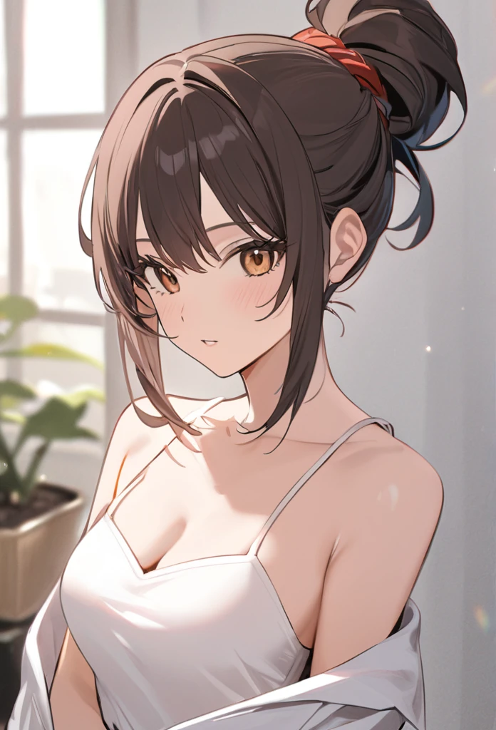 (Masterpiece, top quality: 1.4), high resolution, super fine illustration, fine skin, fine face, fine eye, mai shiranui, ponytail, brown hair, brown eyes,立ち絵, 