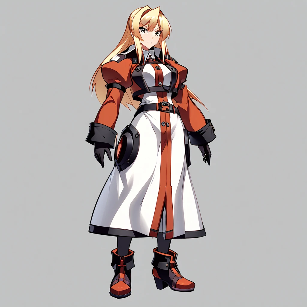 Anime, 1 girl, solo, Millia Rage from Guilty gear, Full body, standing ,plain White background,