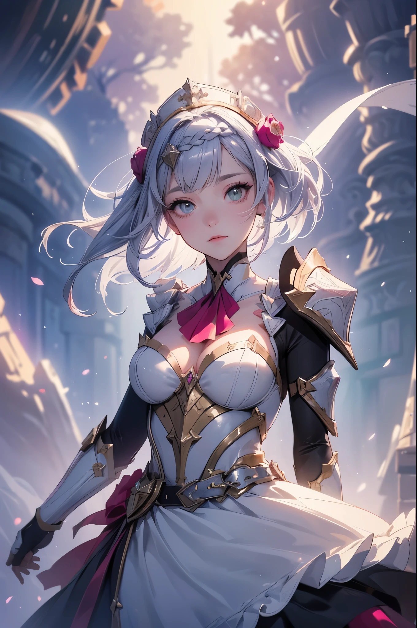 [noelledef]:1.5,((masterpiece,highest quality,Detailed images,Beautiful images))1.4(noelle images、Bob Hair、Equip the Bastard Sword、floating city、The wind is blowing、Bright lighting overall、Backlight、A fantastic atmosphere、Thick Fog)1.1(Beautiful body lines)
