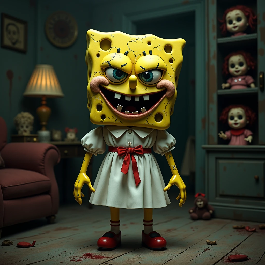 Wednesday addams is killing spongebob squarepants
Wednesday usually wears a black dress with a white collar, black stockings, and black shoes ..black hair in braids...
Spongebob is a square sponge and he usually wears axwhite collared shirt, brown shorts, and a red tie..