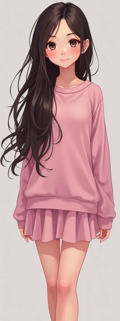 girl with long hair and pink clothes