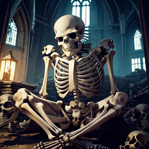 God in Heaven々Only the chosen ones can be reborn in reincarnation. A state where there are many bones, skeletons, blood, etc. scattered around