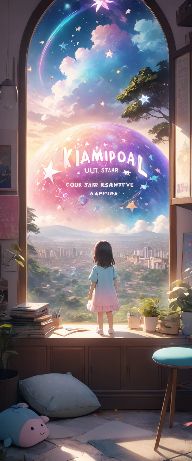 (Best Quality,4K,8k, Kampala,masterpiece:1.2),  Ultra Details , Realistic, cute, Cute, Adorable,  pastel colors ,  anime style,  soft writing,  Vivid Color Style , fantasy background, Shining Star, Magical atmosphere