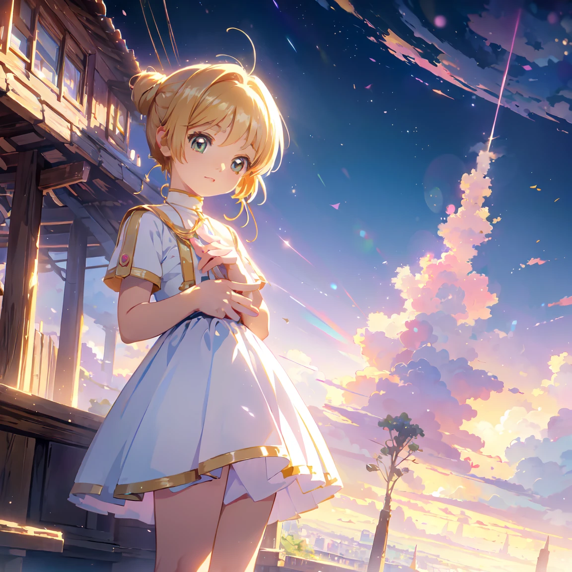 (Best Quality,4K,8k, Kampala,masterpiece:1.2),  Ultra Details , Realistic, cute, Cute, Adorable,  pastel colors ,  anime style,  soft writing,  Vivid Color Style , fantasy background, Shining Star, Magical atmosphere