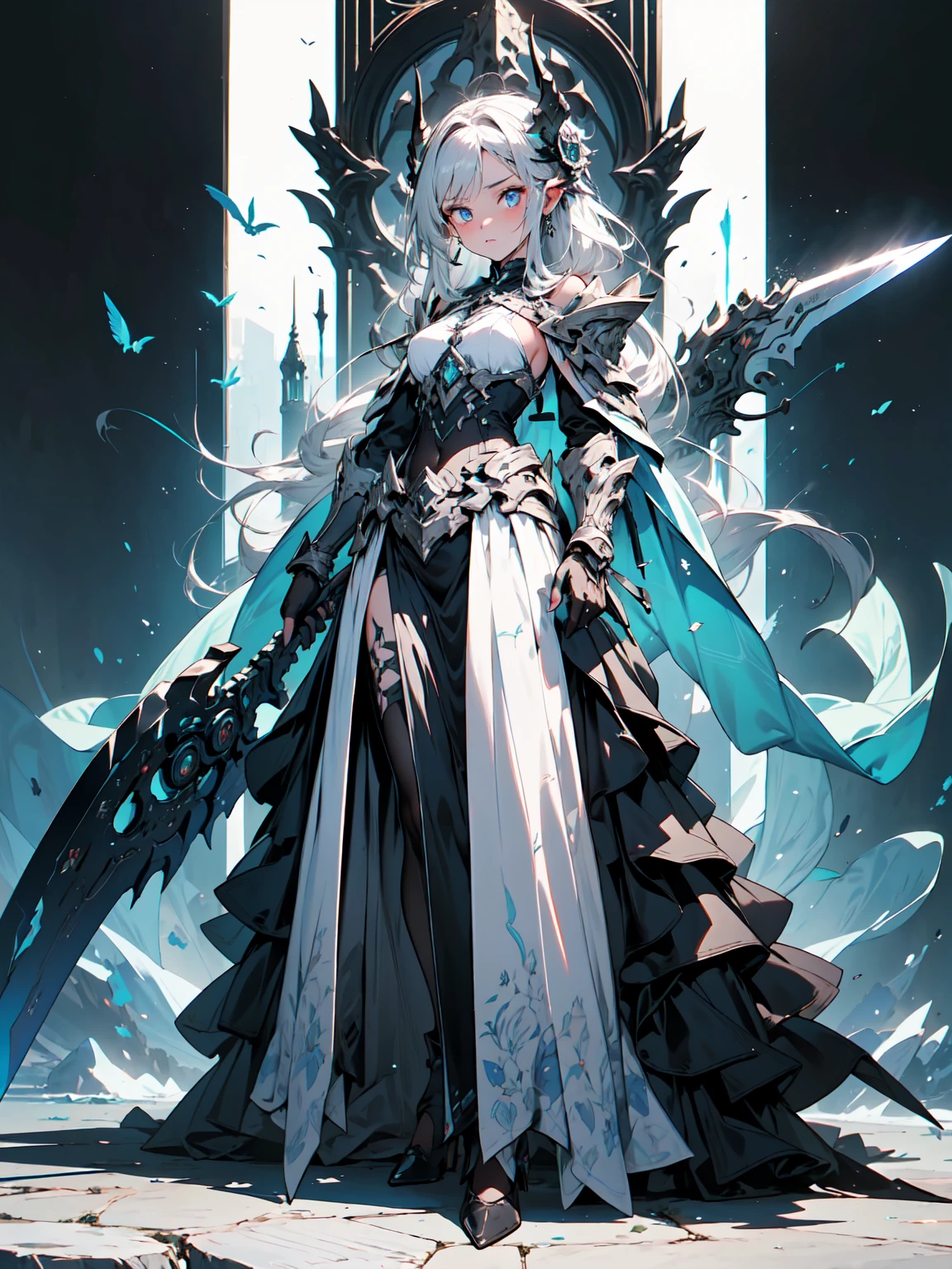 ((4K works))、raw work、(top-quality)、((top-notch image quality))、((uma lind boy))、slim body、((Preta Y shirt fashion))、( detailedeyes )、((Face similar to Chaewon in Ruseraphim))、((shoulder length hair))、((shiny silver hair))、((smaller face))、((face neutral))、 ((clear blue eyes))、((British boy))、((13 year old))、((wild boy))、((wild appearance))、((Show your fangs and laugh))、((Korean makeup with black eyeshadow))、((elongated and clear eyes))、((Taken alone))、villain、((amazing photo)) 、Photographed so that the entire body can be seen、horor、Dark Proof、penthouse apartment ((cold stare, fear)), (( Lifeless look)), ((pale skin)) ((Sexy slender thighs)) ((Round ass)) ((Waist slender))