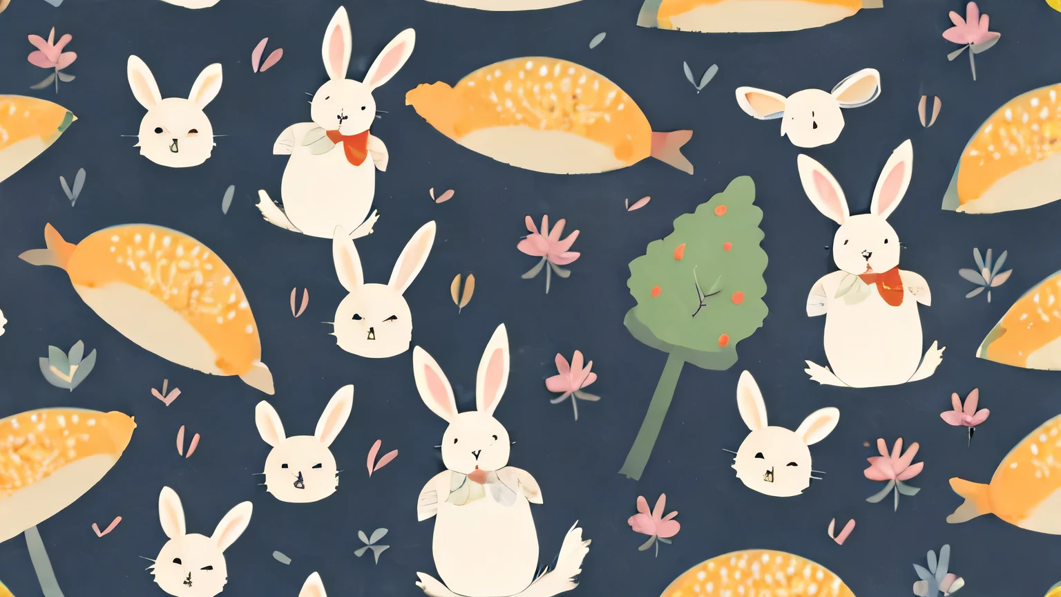 sticker, rabbit, illustration,  simple,  white background 