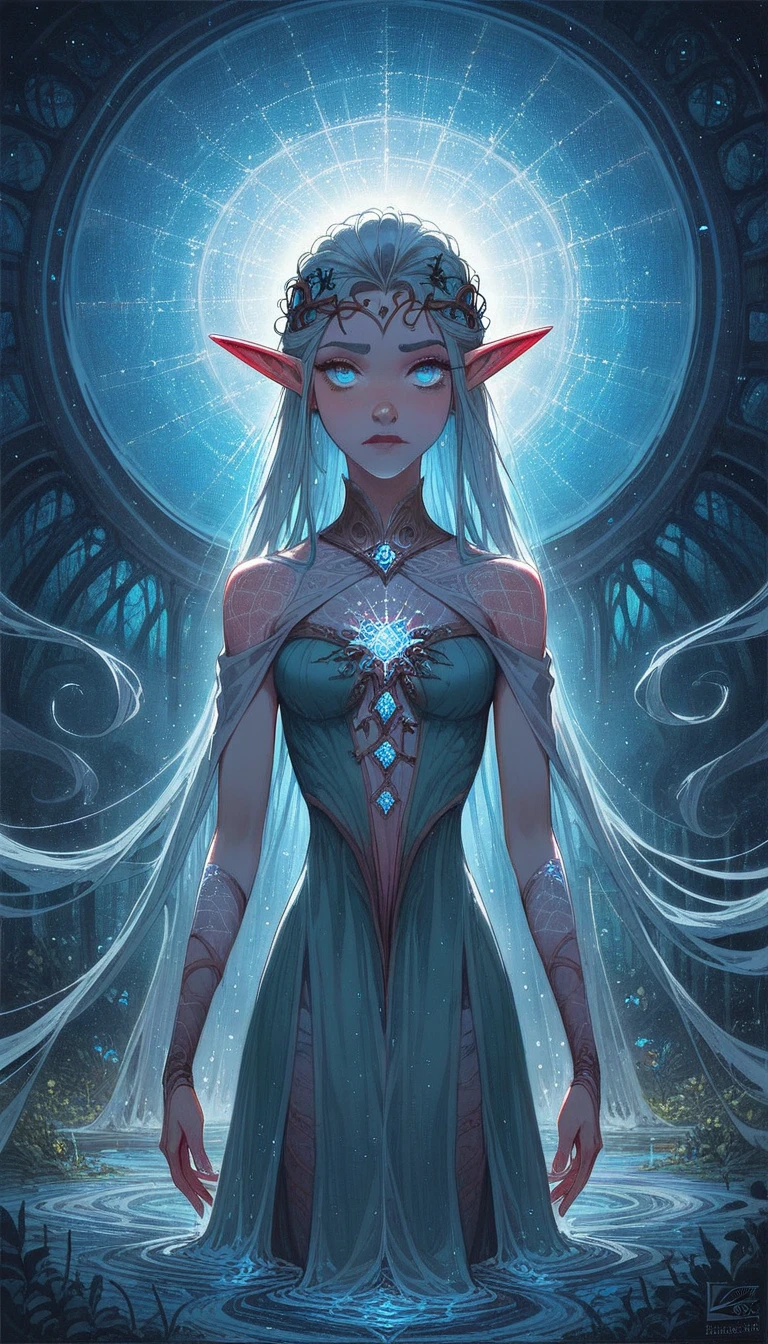 (tangled, , fractal, lattice:1.4), (surreal fractal art:1.3), (Elf princess with beautiful elf ears, bioluminescent mechanics:1.5), ( very detailed , 8K, beautiful epic Dramatic scene), ( photorealistic ,  cinematic lighting , Dramatic, stunning composition), ( stunning colors , vibrant, bright), ( supernatural , ethereal, )