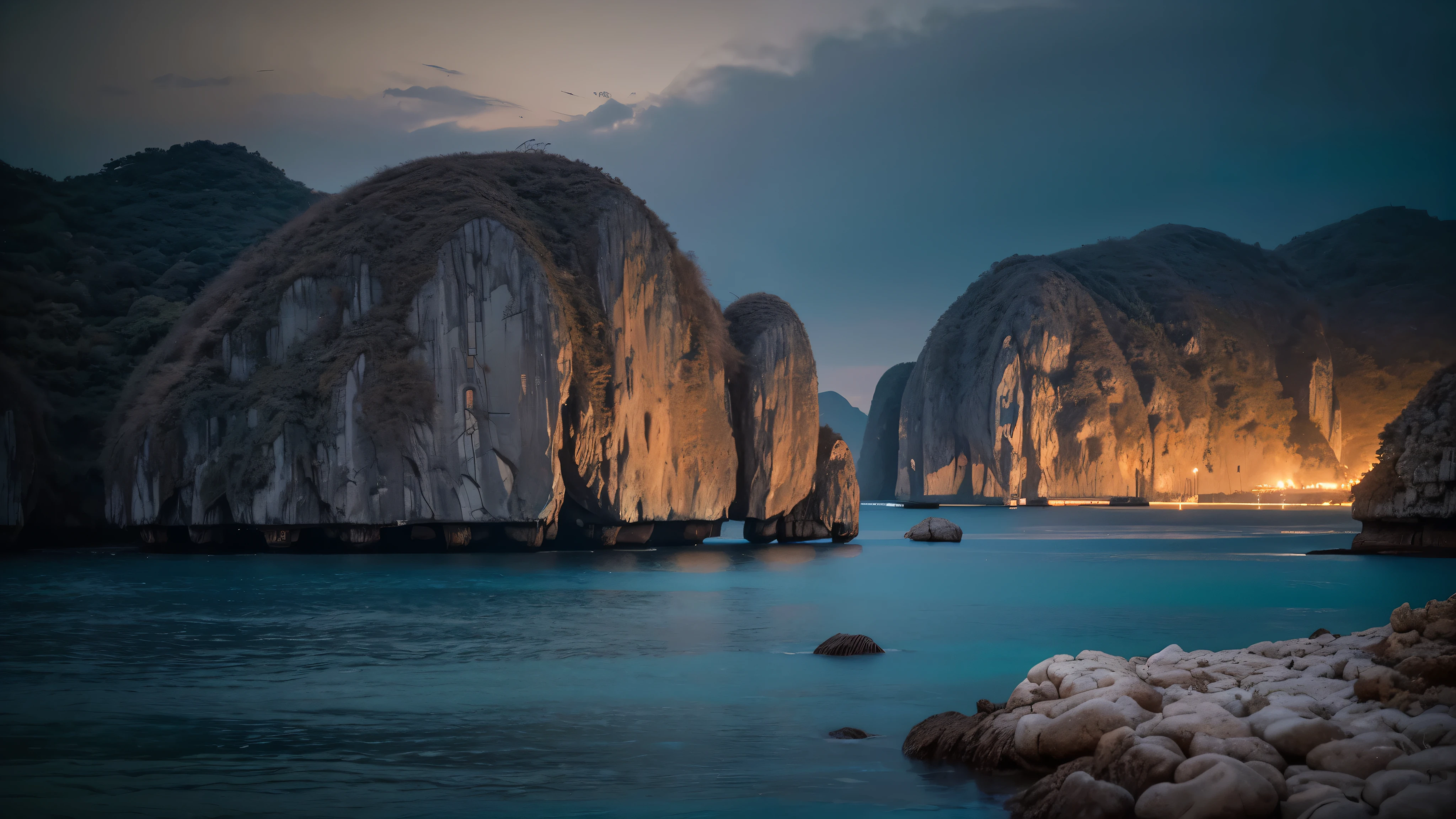 raw photo, a Thailand ocean landscape, cozy, photo realistic, high detailed texture, 8k uhd, dslr, soft lighting, high quality, film grain, Fujifilm XT3, highly detailed photography, (muted colors, cinematic, dim colors, soothing tones:1.2), vibrant, insanely detailed, hyper detailed, (dark shot:1.2), (vsco:0.3), (intricate details:0.9), (hdr, hyperdetailed:1.2)