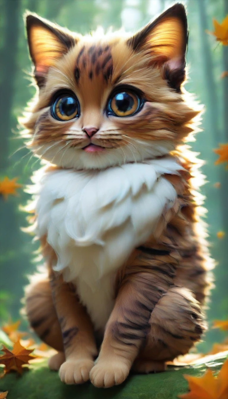 score_9, score_8_up, score_7_up, score_6_up, score_5_up, score_4_up,UHD, 
adorable cat-like creature big eyes in forest autumn time