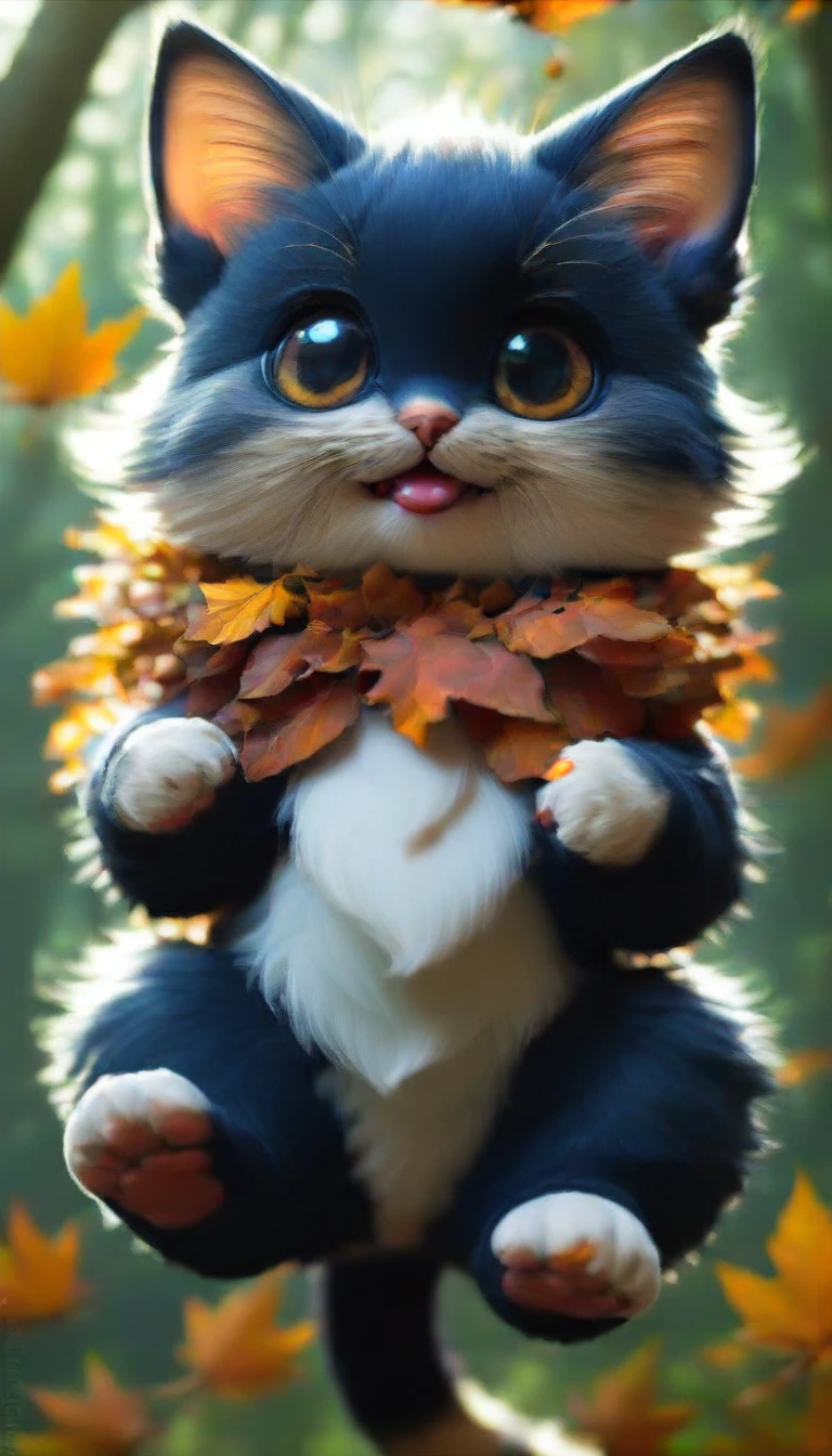 score_9, score_8_up, score_7_up, score_6_up, score_5_up, score_4_up,UHD, 
adorable cat-like creature big eyes in forest autumn time