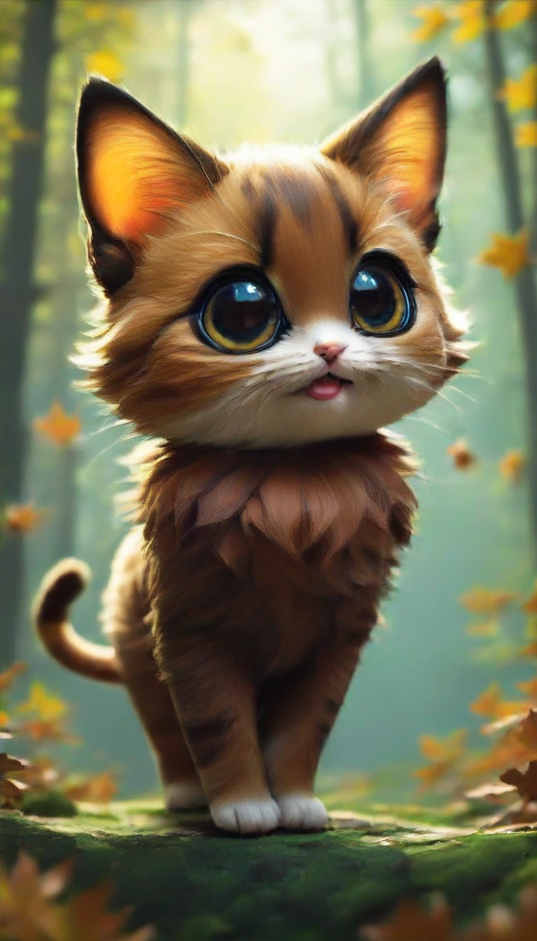 score_9, score_8_up, score_7_up, score_6_up, score_5_up, score_4_up,UHD, 
adorable cat-like creature big eyes in forest autumn time