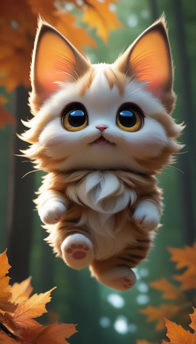 score_9, score_8_up, score_7_up, score_6_up, score_5_up, score_4_up,UHD, 
adorable cat-like creature big eyes in forest autumn time