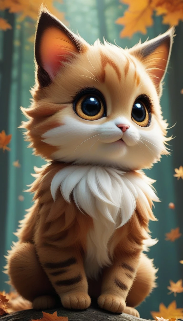 score_9, score_8_up, score_7_up, score_6_up, score_5_up, score_4_up,UHD, 
adorable cat-like creature big eyes in forest autumn time