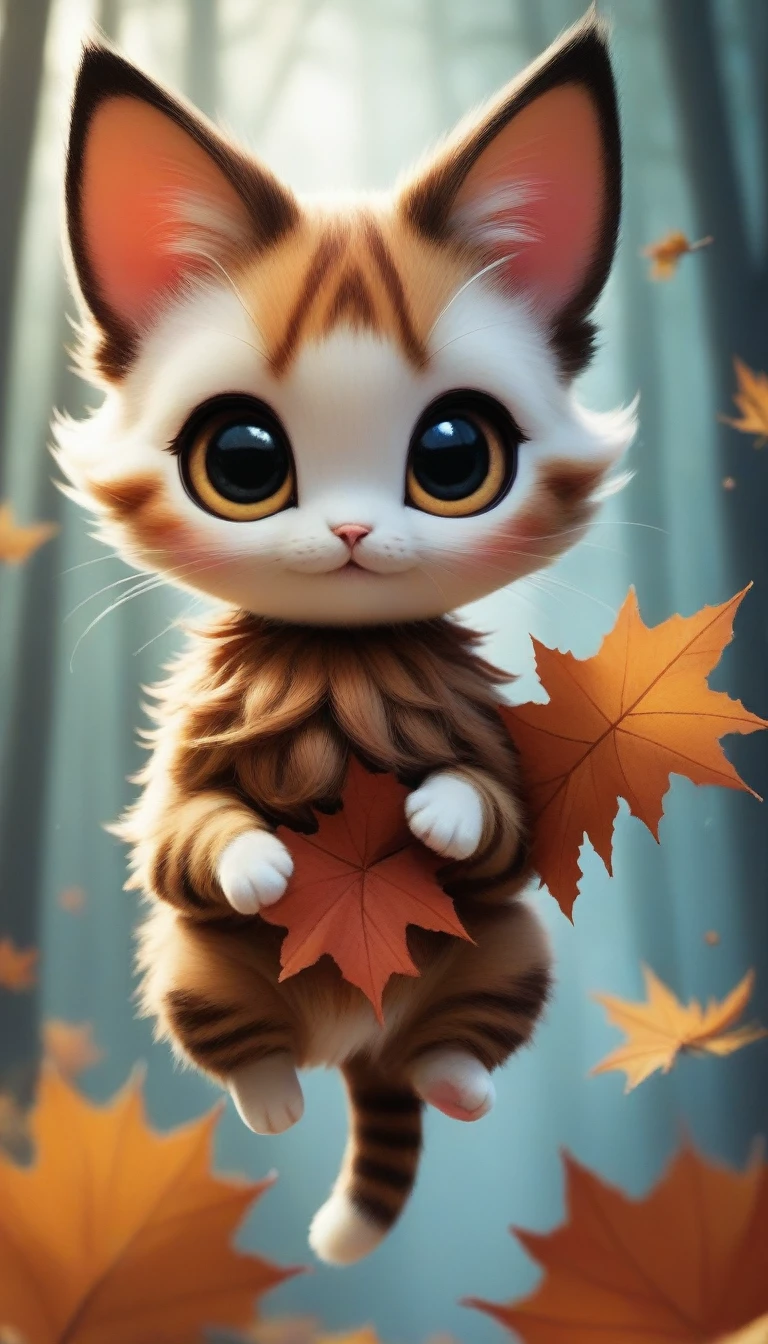 score_9, score_8_up, score_7_up, score_6_up, score_5_up, score_4_up,UHD, 
adorable cat-like creature big eyes in forest autumn time