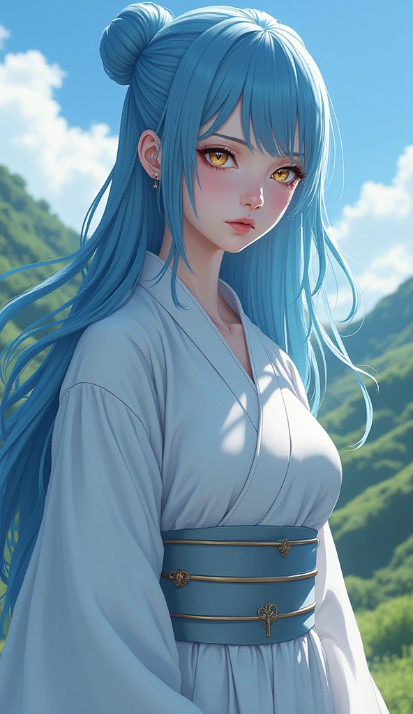 anime girl with blue hair and horns in a forest, anime girl with long hair, painted in anime painter studio, beautiful blue haired girl, with blue hair, girl with blue hair, made with anime painter studio, 2 d anime style, anime lush john 8k woods, in an anime style, blue long hair, smooth anime cg art, anime girl with teal hair