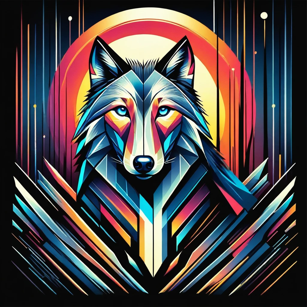 impactful color paint of a wolf under a full moon in a forest     highly detailed,  vibrant colors , 8k,   sharp,  professional, clear,   high contrast, high saturated, , vivid deep blacks, crystal clear