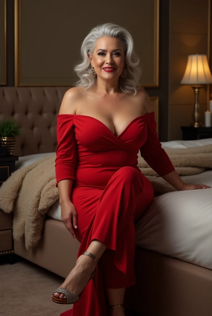 Mature old woman 80 years with silver hair, plus size, old face and body with many wrinkles, smiling, loose skin, standing at bedroom posing for photo, She wearing orange dress with large neckline and lace stockings side view. jaw dropping mature older beauty, old face and body with wrinkles, old face, attractive grandma, a gorgeous old hair, beautiful old grandma, lovely older mature grandma, gorgeous beautiful grandma over 80 years old, beautiful silver hair grandma, beautiful detailed body and face, a beautiful old granny
