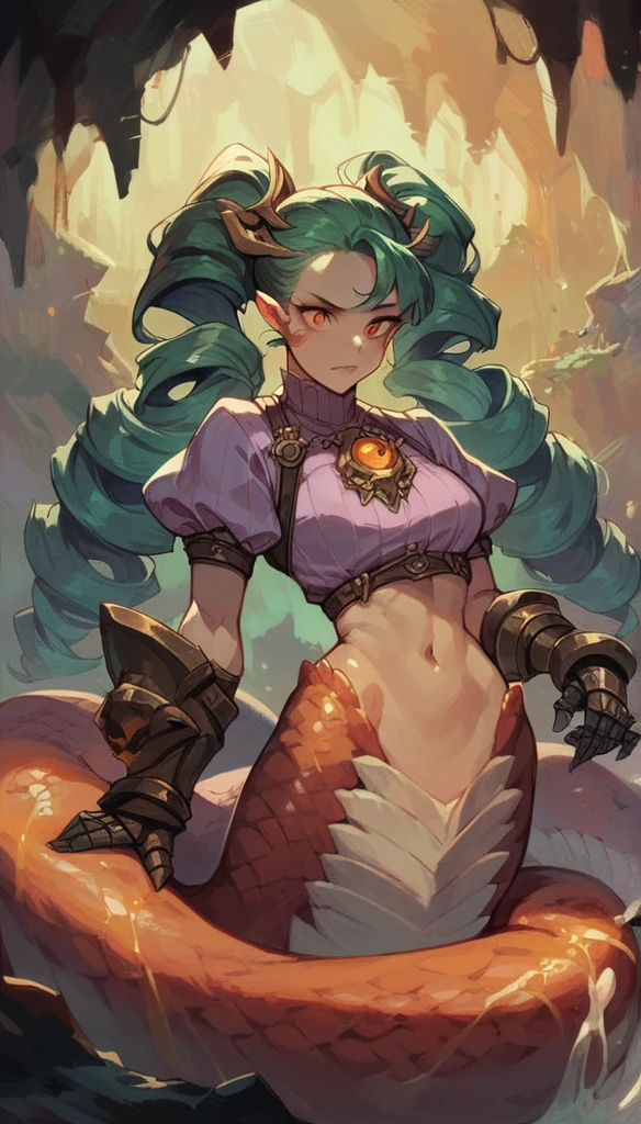 Masterpiece, Ultra extremely detailed, Insanely Definition - quality, 8k, (vibrant colors,vibrant theme), (intricate), full body , NSFW Slimecore, monster girl, slime girl, smile, blue slime, cowboy shot, tank top, shorts