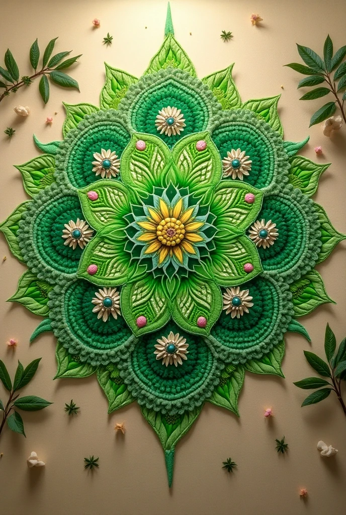 Green or Nepal or both combined Rangoli Design