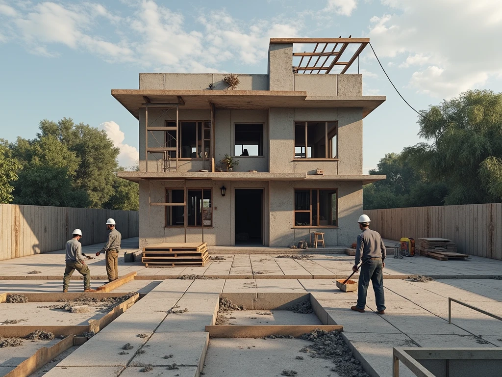 hpuse under construction, brick and concrete
