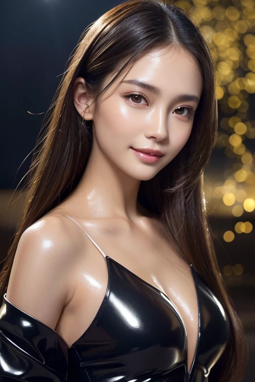 Vampyfangs1, (RAW photo, best quality, masterpiece, ultra-detailed, high res), (realistic),(extremely delicate and beautiful:1), mesmerizing woman with long hair in sleek high ponytail , (((wearing glossy silver and gold lined cloak fastened at the neck :1.20))), crop top and hotpants , nighttime , detailed features, smiling expression of feelings, imaginative, highly detailed, extremely high-resolution details, photographic, realism pushed to extreme, fine texture, 4k, ultra-detailed, high quality, high contrast, full body shot