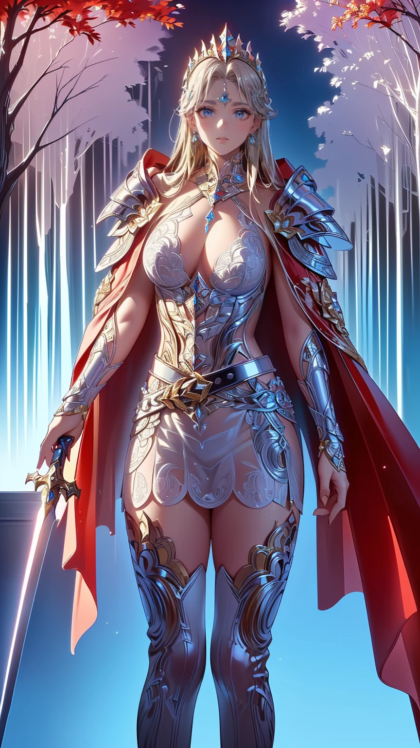 Asgard, Elfa Guerreira，Senhora Cavaleiro，Anatomia correta，epic fantasy digital art，tmasterpiece，8k，high-definition resolution，desenho detalhado，Qulidade Superior，, Epic composition,