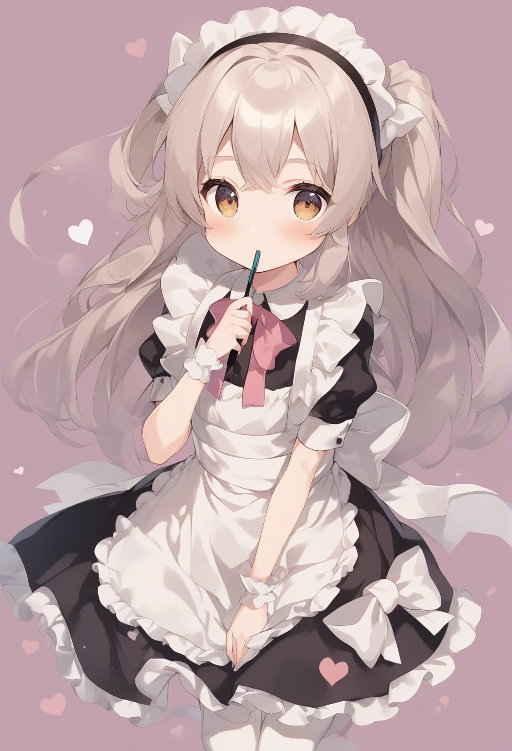 a cartoon girl in a maid outfit with a heart shaped background, anime girl in a maid costume, , **** in dress, anime visual of a cute girl, maid outfit, cute anime waifu in a nice dress, gorgeous maid, ****sh, splash art anime ****, small **** girl, cute anime girl