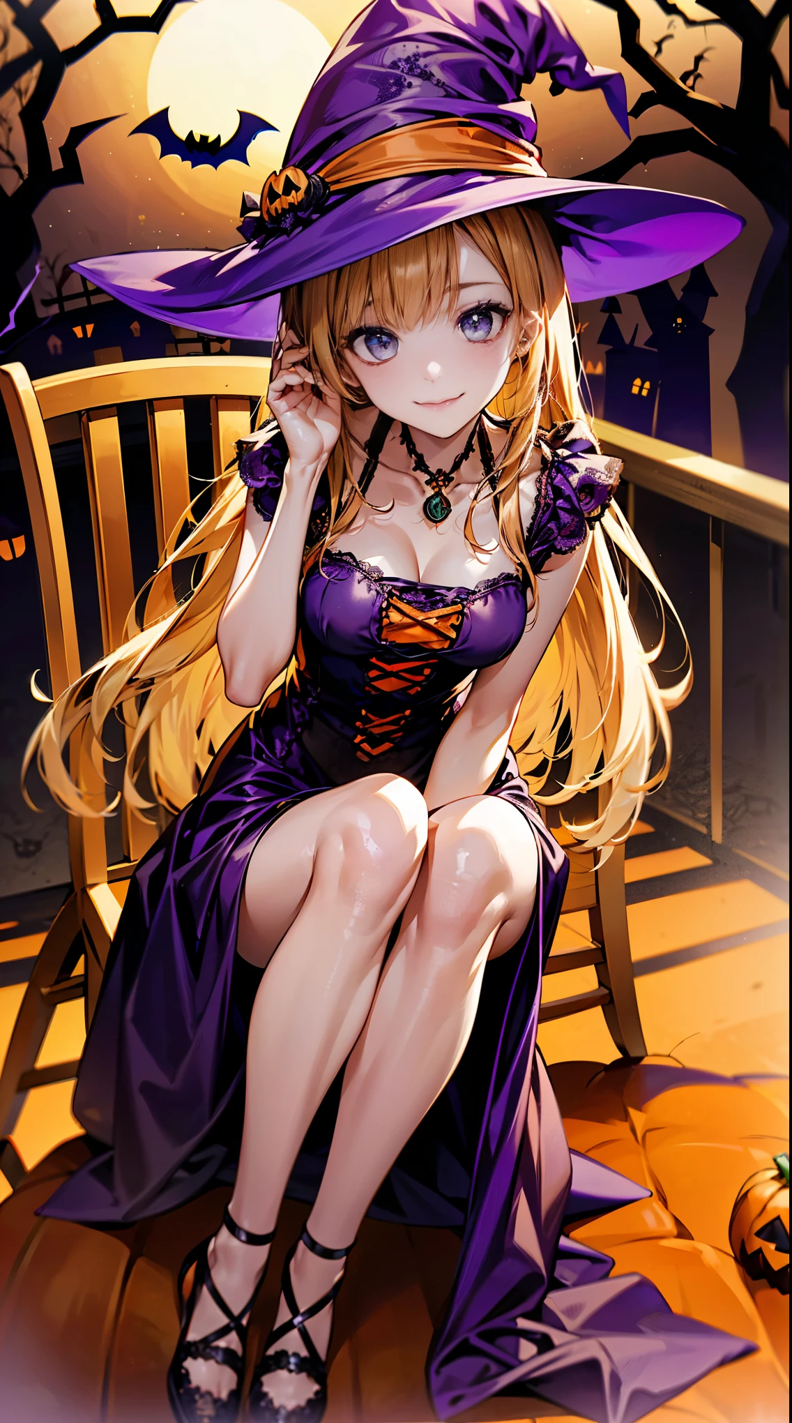 (​masterpiece:1.2)、top-quality、hight resolution、unity 8k wall paper、(illustratio:0.8)、(beatiful detailed eyes:1.6)、extra detailed face、Perfect litthing、Highly detailed CG、(Halloween)、 Fantastical、(perfect hand、perfect anatomia)、Opening legs　From below　From the ground　Cosplay Girls　Underwear pattern　Look away and peek　NSFW