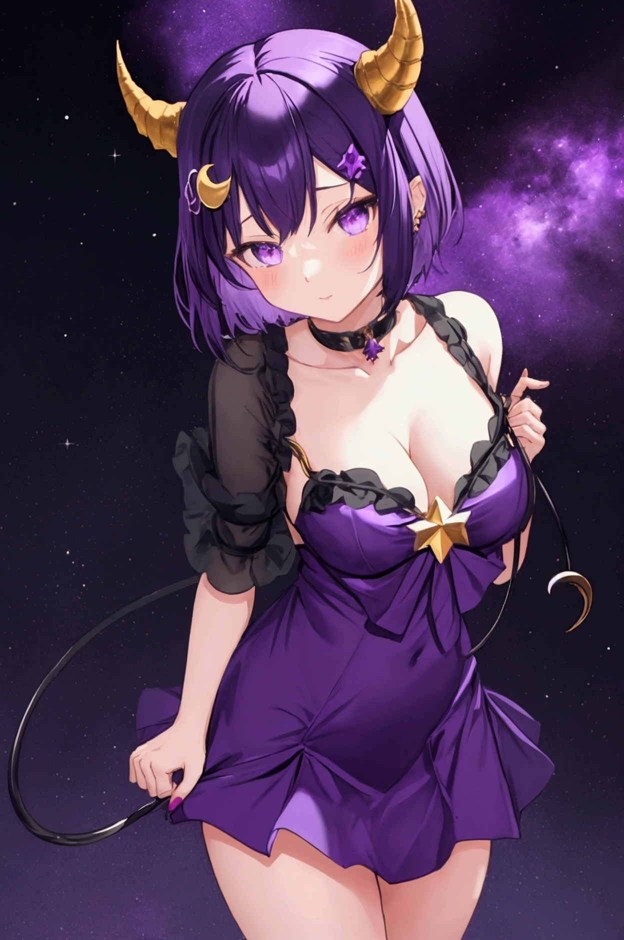 1girl, purple hair, symbol-shaped pupils, lightning witch, lightning, light particles, light rays, wallpaper, colorful,