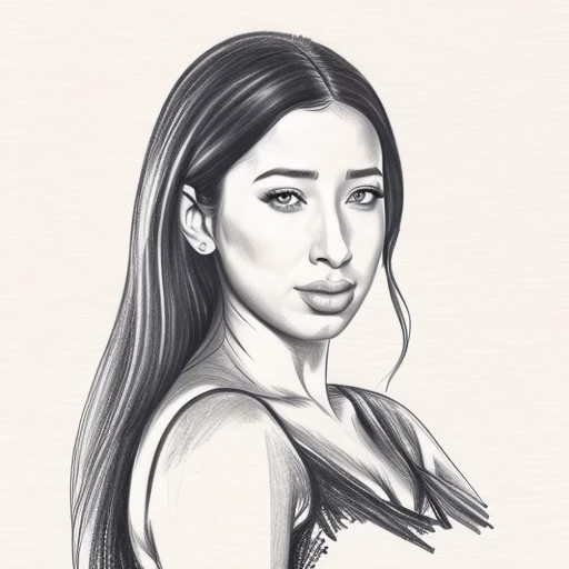 pencil sketch, a woman, christian serratos