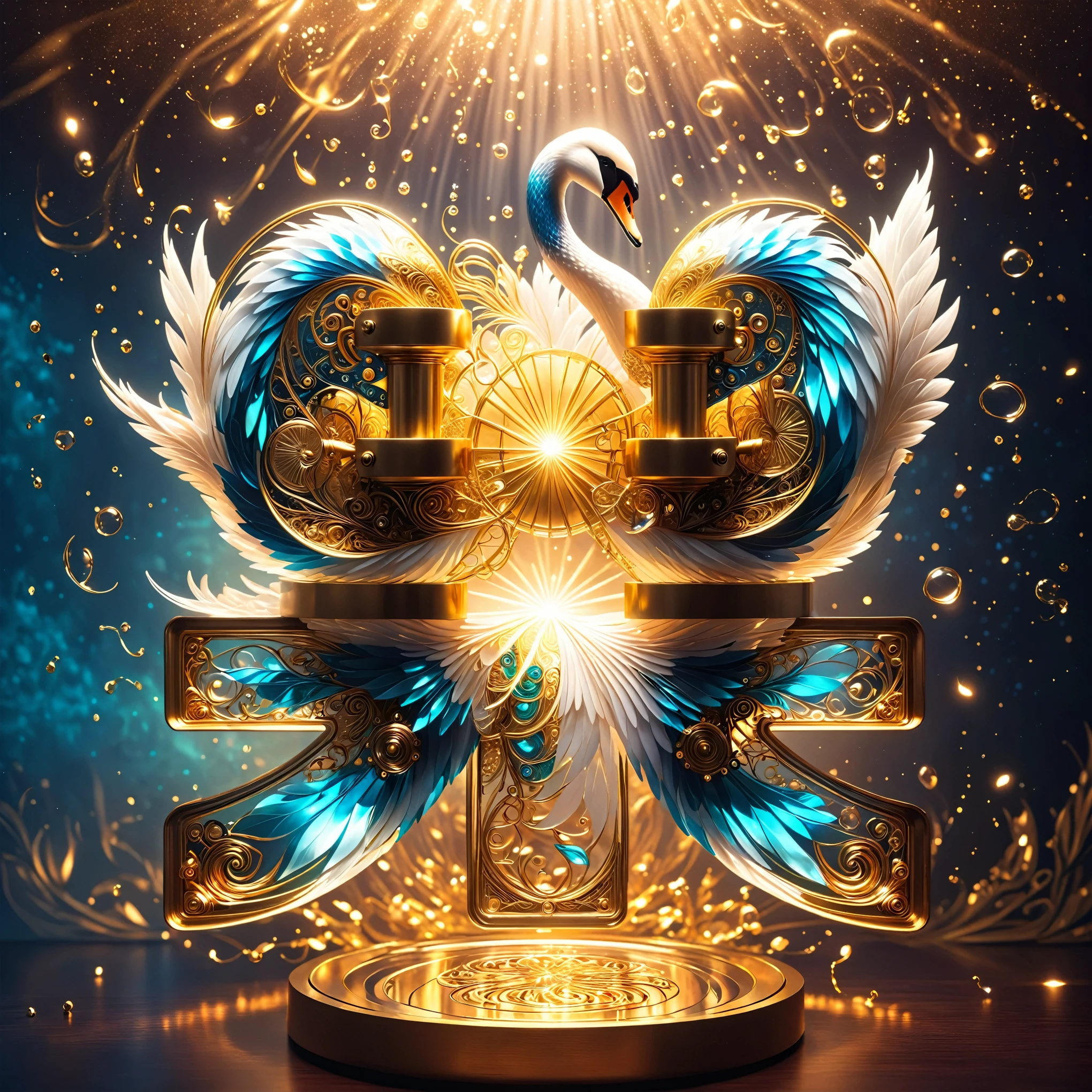  Elegant Picture of an Award-Winning Adorable Swan in Wonderland, magic, Fantastic, fantasy art concept,  Steampunk ,  intricate details,  best quality , masterpiece,  super clear, 超Realism, Realism, New booklet ,  Glowing Translucent Decorative Style ,  Rotating Organic Patterns 