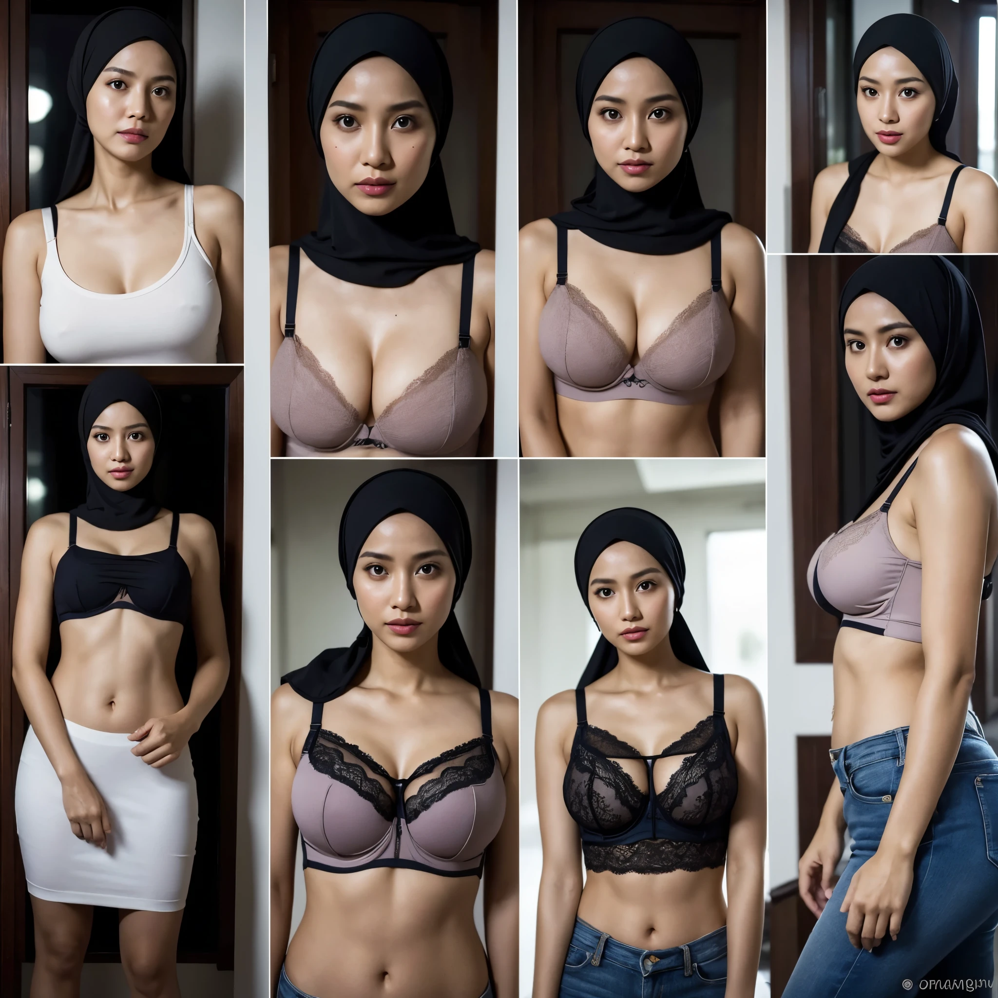 (((48 years Old, Indonesian Beauty MILF, Expatriate))) ((Beauty Natural Large Breast)), after sex with her husband Boss , (((wearing Hijab, Tight Tank Top))), ((Double K Cup breast))), Busty body, Wet body, having bath, heavy shower,pour water from the shower, holding the shower hose and wetting her body, at bathroom, Upper body Shot, gravure Idol, Cold Situation, tired face, repeatedly had intimate relations with her husband's boss without her husband's knowledge, A face full of regret for betraying her husband's loyalty, (((Multiple Photos In One Frame :1.2)))