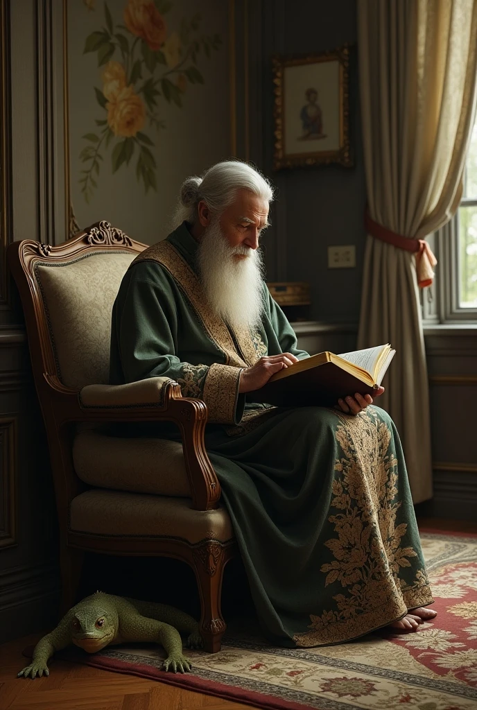 In an elegant home、Wear an embroidered hermit's robe 、 quietly enjoy ...