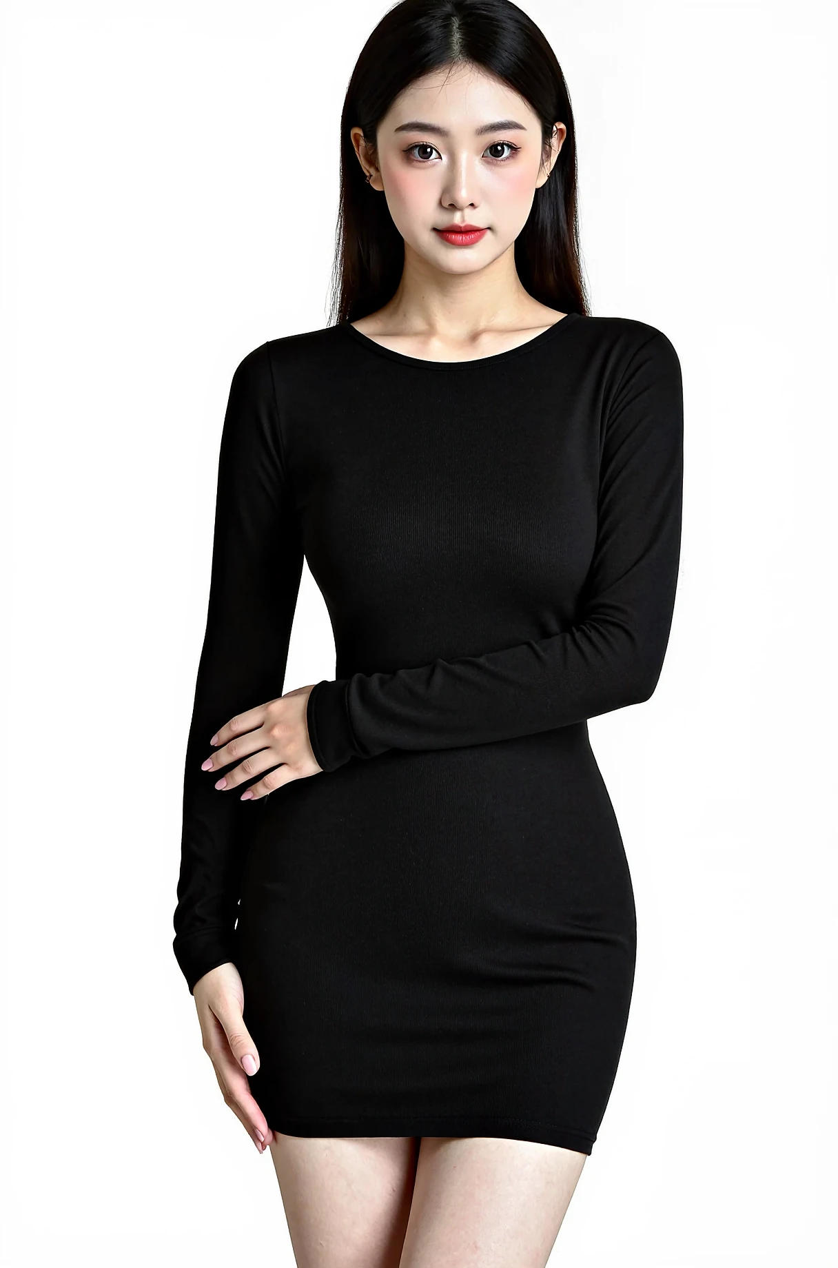 close_up portrait photo of 25 year old beautiful desilatte woman, (plain white background: 1.6), Black ethnic Sharara Suit, fashion photography, dynamic pose, facing viewer   <lora:DesiLatte_flux_lora_v2:0.8>âââ