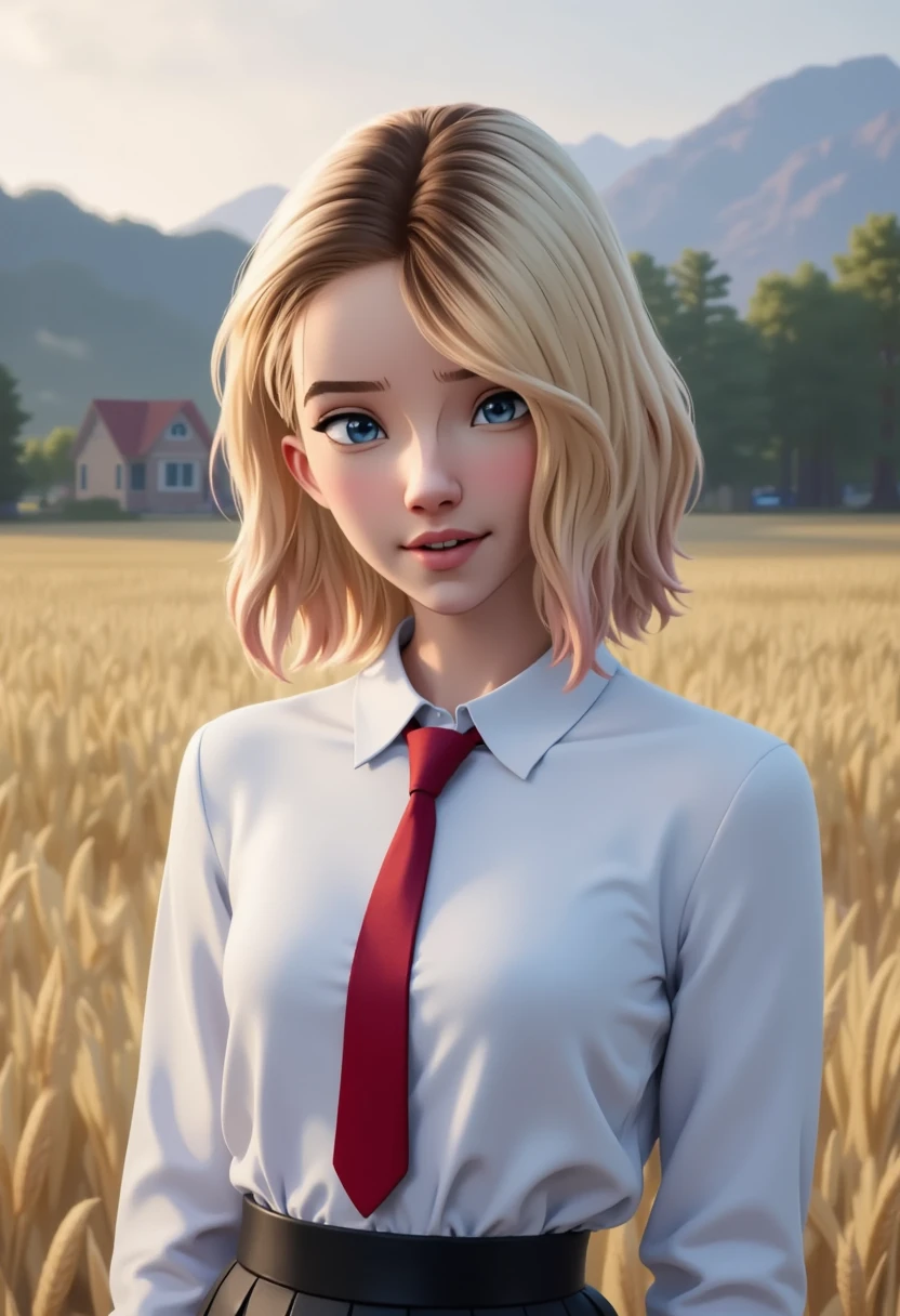 there is a woman with a red tie standing in a field, soft portrait shot 8 k, a young asian woman, shot on canon eos r5, shot on canon eos r 5, taken with canon eos 5 d mark iv, portrait shot 8 k, taken with canon 5d mk4, taken with sony alpha 9, portrait of a japanese teen