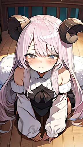 masterpiece, best quality, extremely detailed, 1girl, solo, (dark skin, black skin:2), FernFrieren, (huge breasts:1.4), ((((white hair), long hair, purple eyes, pointy ears))), purple lips, (((bell earrings, naked apron, frilled apron, white apron))), ((@_@, shy), open mouth, wavy mouth), ((indoor))