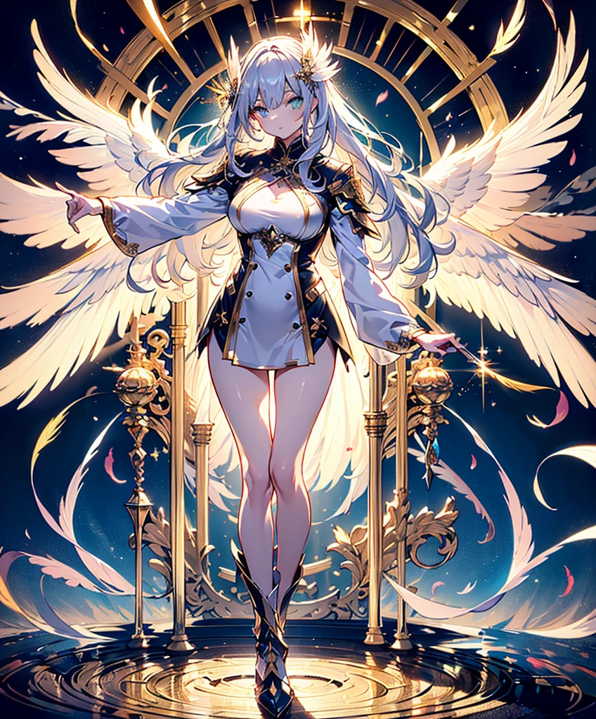 ((masterpiece, best quality)), Delicate face，Snake Woman，Full body painting，Perfect body proportions，Long legs，((Long wavy hair)), ((Half of her hair is white，The other half is cyan，Available in two colors))，beautiful eyes，Fantasy style，White background，transparent，Sexy bikini，Lace，Garter