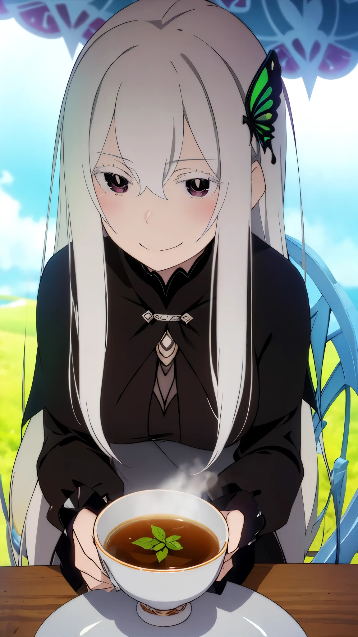 Drinking tea,Echidna,Silver Hair,smile,smile,Plump,