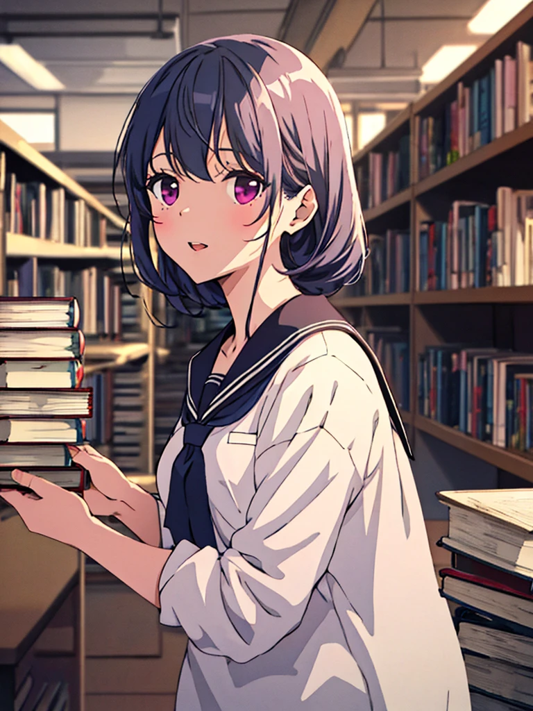 (Shima Rin), 18 years old, schoolgirl, Library,  Wrapping in Translucent Silk , masterpiece:1.2, masterpiece, highest quality, UHD, retina, masterpiece, ccurate, anatomically correct, textured skin, super detail, high details, high quality, best quality, highres, 8k