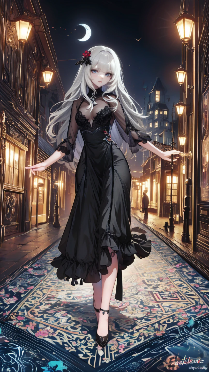  Modin Disney , Arafed,  action shot, Dark  Fantasy Art ,  Fantasy Art , Gothic art,  Picture of a Female Vampire , Exquisite美しさ,  Full Body Shot  , dark glamour shot, pale white skin , Blonde, Long Hair,  Wavy Hair, ( Sparkling Grey : 1.3) eye, she (red: 1.3) red thigh suit, ArmoredDress, she手に剣を持っている, ( Ready for Battle : 1.4) ,  Roses are printed on the suit (black: 1.4) black roses,  High Heels , dark castle, dark, black and color,  Dark Art Painting Style , flower dress, (( 1 Girl, Alone, Alone, Ninim , Gray Hair, redいeye,  hair ornament, Small breasts, Long Hair,  fitness )), ((Alone, (1 Female, Pink lipstick),  very detailed ,  Ambient Soft Lighting , 4K, Perfect Eyes,  perfect face, Perfect lighting , a  1 Girl)), ((blackいドレス,  Long Dress , redい大鎌を振るう, Abandoned castle, Haunted Castle, fog, mist, Knight , Smell of the Moon , Dead Tree)),((masterpiece:1.2)), ((Best Qualityで最高の)),  very detailed なイラストスタイル,  detailed skin texture ,  The texture of the fabric is delicate ,  Extremely Detailed Description , (T Masterpiece), Super beautiful illustrations,  The face is very well drawn , RAW Photos, professional, Fine painting,  complicated details ,  super detail ,  intricate decorative details  ,  perfect anatomy, real, (ファッションモデルに扮した超美しくてクールな青いeyeの銀色のキツネの***), Beautiful normal breasts , (Beautiful and shiny silver hair), (美しい澄んだ青いeye), (Exquisite, Beautiful and clear eyes:1.6), ((Rich in details、Exquisite autumn and winter fashion brand clothing)), smile, ((Model is walking)), ((Staring at me)), ((During the day)), ( A collection that details and beautifully summarizes special places in Paris ), (8KBest Quality壁紙), ( Very meticulous 、Beautiful background) 、 appears in the center of the lunar wilderness ,  as a miner on the Moon ,  emits fantastic light in a desolate environment . This enchanting person ,  wears a shining silver and gold costume ,  radiates wisdom and power from the other world .  , 一筆一筆が非Realisticな美しさと神秘を伝える.  Every characteristic exudes luxury in the midst of fantasy , 普通を超越する真の視覚的masterpieceを体験する.、 Huge Tree with Blue Glowing Branches and Roots,  very detailed , Complex and Brilliant , Fantasy Landscape ,  Aether Atmosphere , (Best Quality,8k, Kampala,masterpiece:1.2), ultra detail ,(Realistic,photoRealistic,photo-Realistic:1.37), digital art ,  Cinematic Lighting ,  Dramatic Lighting ,  bright color,  Glowing Elements , Mysterious, Amazing, Magical realism,  concept art,、A whimsical and graceful fairy ,  Fascinating heavenly eyes that shine with unbelievable wisdom :  sparkling wings adorned with beautiful jewels ,  this scene embodies the fusion of elegance, charm, and luxury that embodies the viewer Exquisitely detailed Captured in acrylic painting ,  Golden hair flowing down from a dress studded with crystals . この画像は精巧なディテールと bright color彩で描かれたデジタル絵画である。.  The existence of fairies is fascinating and timeless ,  This scene embodies a fusion of elegance, charm, and luxury that makes the viewer feel .
