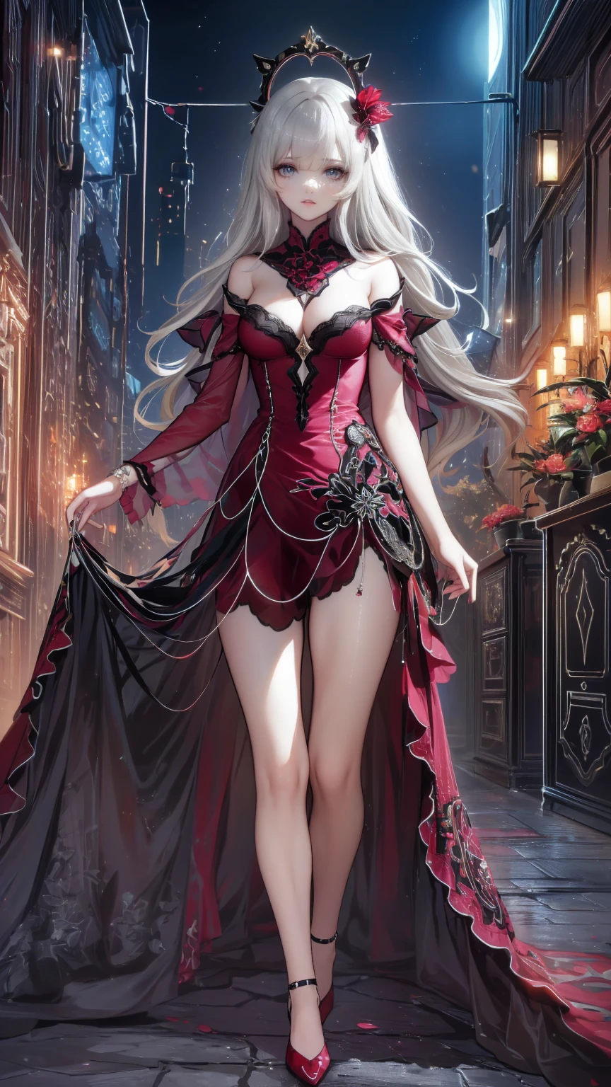  Modin Disney , Arafed,  action shot, Dark  Fantasy Art ,  Fantasy Art , Gothic art,  Picture of a Female Vampire , Exquisite美しさ,  Full Body Shot  , dark glamour shot, pale white skin , Blonde, Long Hair,  Wavy Hair, ( Sparkling Grey : 1.3) eye, she (red: 1.3) red thigh suit, ArmoredDress, she手に剣を持っている, ( Ready for Battle : 1.4) ,  Roses are printed on the suit (black: 1.4) black roses,  High Heels , dark castle, dark, black and color,  Dark Art Painting Style , flower dress, (( 1 Girl, Alone, Alone, Ninim , Gray Hair, redいeye,  hair ornament, Small breasts, Long Hair,  fitness )), ((Alone, (1 Female, Pink lipstick),  very detailed ,  Ambient Soft Lighting , 4K, Perfect Eyes,  perfect face, Perfect lighting , a  1 Girl)), ((blackいドレス,  Long Dress , redい大鎌を振るう, Abandoned castle, Haunted Castle, fog, mist, Knight , Smell of the Moon , Dead Tree)),((masterpiece:1.2)), ((Best Qualityで最高の)),  very detailed なイラストスタイル,  detailed skin texture ,  The texture of the fabric is delicate ,  Extremely Detailed Description , (T Masterpiece), Super beautiful illustrations,  The face is very well drawn , RAW Photos, professional, Fine painting,  complicated details ,  super detail ,  intricate decorative details  ,  perfect anatomy, real, (ファッションモデルに扮した超美しくてクールな青いeyeの銀色のキツネの女の子), Beautiful normal breasts , (Beautiful and shiny silver hair), (美しい澄んだ青いeye), (Exquisite, Beautiful and clear eyes:1.6), ((Rich in details、Exquisite autumn and winter fashion brand clothing)), smile, ((Model is walking)), ((Staring at me)), ((During the day)), ( A collection that details and beautifully summarizes special places in Paris ), (8KBest Quality壁紙), ( Very meticulous 、Beautiful background) 、 appears in the center of the lunar wilderness ,  as a miner on the Moon ,  emits fantastic light in a desolate environment . This enchanting person ,  wears a shining silver and gold costume ,  radiates wisdom and power from the other world .  , 一筆一筆が非Realisticな美しさと神秘を伝える.  Every characteristic exudes luxury in the midst of fantasy , 普通を超越する真の視覚的masterpieceを体験する.、 Huge Tree with Blue Glowing Branches and Roots,  very detailed , Complex and Brilliant , Fantasy Landscape ,  Aether Atmosphere , (Best Quality,8k, Kampala,masterpiece:1.2), ultra detail ,(Realistic,photoRealistic,photo-Realistic:1.37), digital art ,  Cinematic Lighting ,  Dramatic Lighting ,  bright color,  Glowing Elements , Mysterious, Amazing, Magical realism,  concept art,、A whimsical and graceful fairy ,  Fascinating heavenly eyes that shine with unbelievable wisdom :  sparkling wings adorned with beautiful jewels ,  this scene embodies the fusion of elegance, charm, and luxury that embodies the viewer Exquisitely detailed Captured in acrylic painting ,  Golden hair flowing down from a dress studded with crystals . この画像は精巧なディテールと bright color彩で描かれたデジタル絵画である。.  The existence of fairies is fascinating and timeless ,  This scene embodies a fusion of elegance, charm, and luxury that makes the viewer feel .
