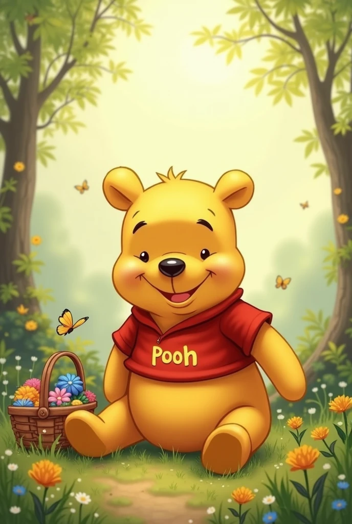 Give me a picture of Winnie the Pooh, a woman version, running with a banana in her hand