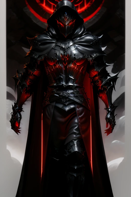  Cloak of a Man Full Body Leather Cloak  ,FF16 Cliff  , Cleave Rosefield  ,Glowing red eyes, white skin , Final Fantasy XVI Character ,  and smooth lacquered black metal armor ,  Full body shot in black armor ,   Black Red Plated Armor ,  Dark Souls Armor Concept , ,  Closeup ,  Red Glowing Eyes ,Bloody Red Cloak Cloak Full Body Photo
