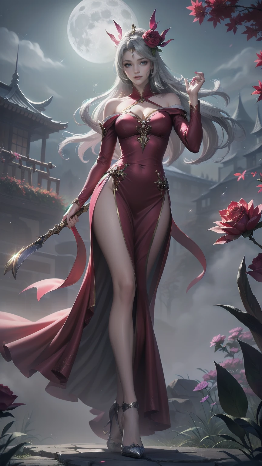  Modin Disney , Arafed,  action shot, Dark  Fantasy Art ,  Fantasy Art , Gothic art,  Picture of a Female Vampire , Exquisite美しさ,  Full Body Shot  , dark glamour shot, pale white skin , Blonde, Long Hair,  Wavy Hair, ( Sparkling Grey : 1.3) eye, she (red: 1.3) red thigh suit, ArmoredDress, she手に剣を持っている, ( Ready for Battle : 1.4) ,  Roses are printed on the suit (black: 1.4) black roses,  High Heels , dark castle, dark, black and color,  Dark Art Painting Style , flower dress, (( 1 Girl, Alone, Alone, Ninim , Gray Hair, redいeye,  hair ornament, Small breasts, Long Hair,  fitness )), ((Alone, (1 Female, Pink lipstick),  very detailed ,  Ambient Soft Lighting , 4K, Perfect Eyes,  perfect face, Perfect lighting , a  1 Girl)), ((blackいドレス,  Long Dress , redい大鎌を振るう, Abandoned castle, Haunted Castle, fog, mist, Knight , Smell of the Moon , Dead Tree)),((masterpiece:1.2)), ((Best Qualityで最高の)),  very detailed なイラストスタイル,  detailed skin texture ,  The texture of the fabric is delicate ,  Extremely Detailed Description , (T Masterpiece), Super beautiful illustrations,  The face is very well drawn , RAW Photos, professional, Fine painting,  complicated details ,  super detail ,  intricate decorative details  ,  perfect anatomy, real, (ファッションモデルに扮した超美しくてクールな青いeyeの銀色のキツネの女の子), Beautiful normal breasts , (Beautiful and shiny silver hair), (美しい澄んだ青いeye), (Exquisite, Beautiful and clear eyes:1.6), ((Rich in details、Exquisite autumn and winter fashion brand clothing)), smile, ((Model is walking)), ((Staring at me)), ((During the day)), ( A collection that details and beautifully summarizes special places in Paris ), (8KBest Quality壁紙), ( Very meticulous 、Beautiful background) 、 appears in the center of the lunar wilderness ,  as a miner on the Moon ,  emits fantastic light in a desolate environment . This enchanting person ,  wears a shining silver and gold costume ,  radiates wisdom and power from the other world .  , 一筆一筆が非Realisticな美しさと神秘を伝える.  Every characteristic exudes luxury in the midst of fantasy , 普通を超越する真の視覚的masterpieceを体験する.、 Huge Tree with Blue Glowing Branches and Roots,  very detailed , Complex and Brilliant , Fantasy Landscape ,  Aether Atmosphere , (Best Quality,8k, Kampala,masterpiece:1.2), ultra detail ,(Realistic,photoRealistic,photo-Realistic:1.37), digital art ,  Cinematic Lighting ,  Dramatic Lighting,  bright color,  Glowing Elements , Mysterious, Amazing, Magical realism,  concept art,、A whimsical and graceful fairy ,  Fascinating heavenly eyes that shine with unbelievable wisdom :  sparkling wings adorned with beautiful jewels ,  this scene embodies the fusion of elegance, charm, and luxury that embodies the viewer Exquisitely detailed Captured in acrylic painting ,  Golden hair flowing down from a dress studded with crystals . この画像は精巧なディテールと bright color彩で描かれたデジタル絵画である。.  The existence of fairies is fascinating and timeless ,  This scene embodies a fusion of elegance, charm, and luxury that makes the viewer feel .
