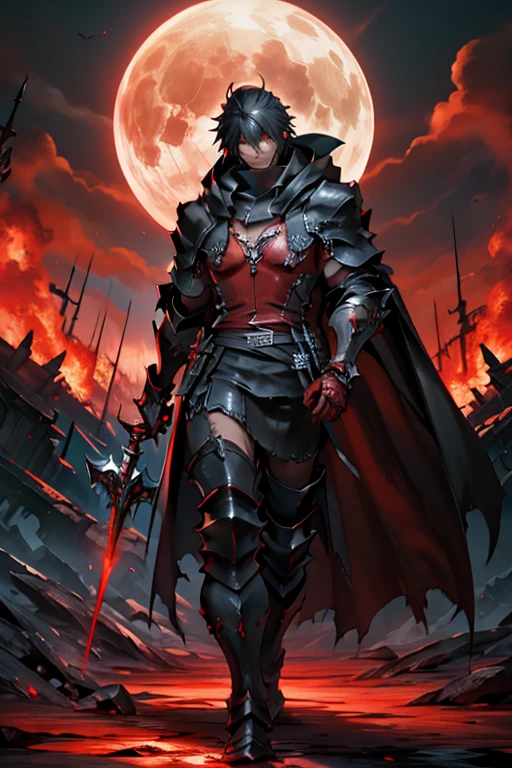  Cloak of a Man Full Body Leather Cloak  ,FF16 Cliff  , Cleave Rosefield  ,vampire,Glowing red eyes,white skin , Final Fantasy XVI Character ,  and smooth lacquered black metal armor , Blood-red cape with black tights ,   Black Red Plated Armor ,  Dark Souls Armor Concept , , 穿着战甲Full body photo特寫,  Red Glowing Eyes ,Blood-Red Cloak, Full body photo,vampire翅膀
